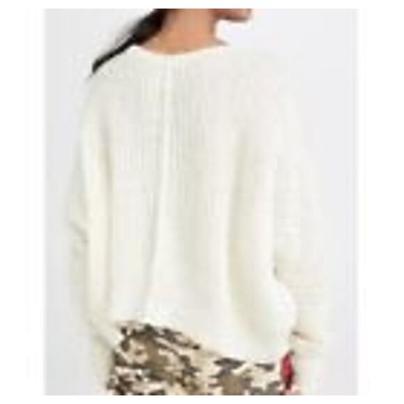 NWOT-Free People Moonbeam VNeck Pullover Sweater Alpaca Soft Ivory Crop Size:M - Picture 4 of 8